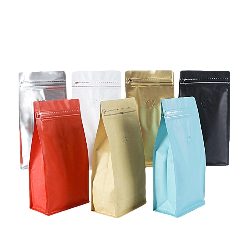 Custom Printed Matt Black Aluminum Foil 250g 500g 1kg Flat Bottom Coffee Packaging Bag with Valve